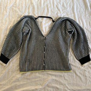 Black and White Striped Knit Sweater